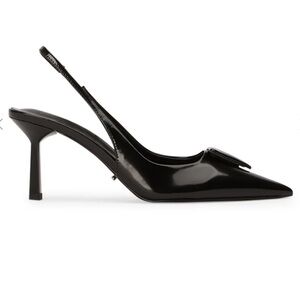 Tony Bianco Elegant Prada Style Bertie Black Hi Shine Slingback Heels
